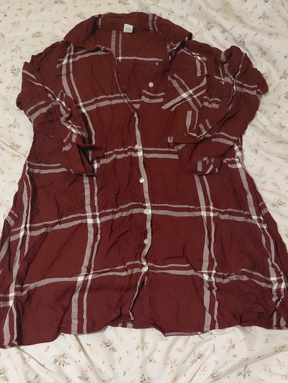 Old Navy Burgundy Plaid Button-Down Dress